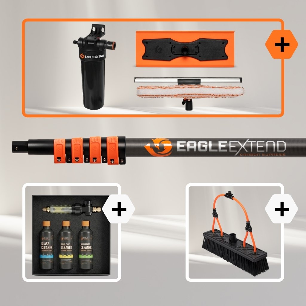 Teleskopstange Carbon Fiber Supreme + Bundle Glas und Solarpaneele Fleckenfrei