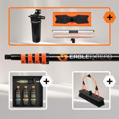 Teleskopstange Aluminium Supreme + Bundle Glas und Solarpaneele fleckenfrei